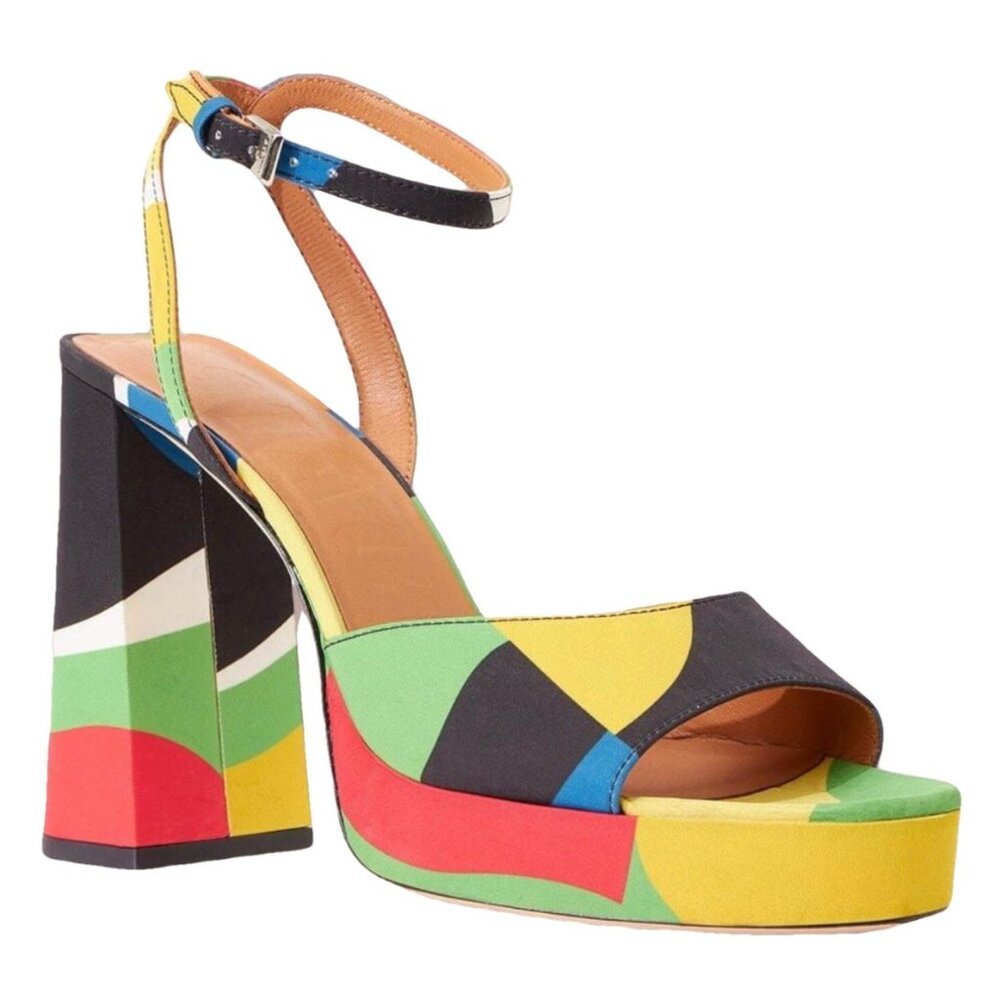 Staud Solange Platform Heels in Marble Wave, Size 8.5